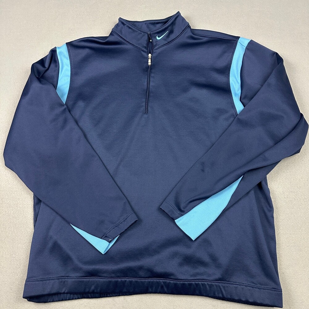 Nike Sweater Men Extra Large Blue Solid Therma Fit 1/4 Zip Golf Pullover XL